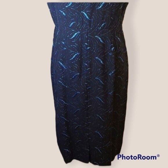 Carol Brent Vintage Union Made Sparkly Embroidered Print Retro Cocktail Dress M - Picture 12 of 16